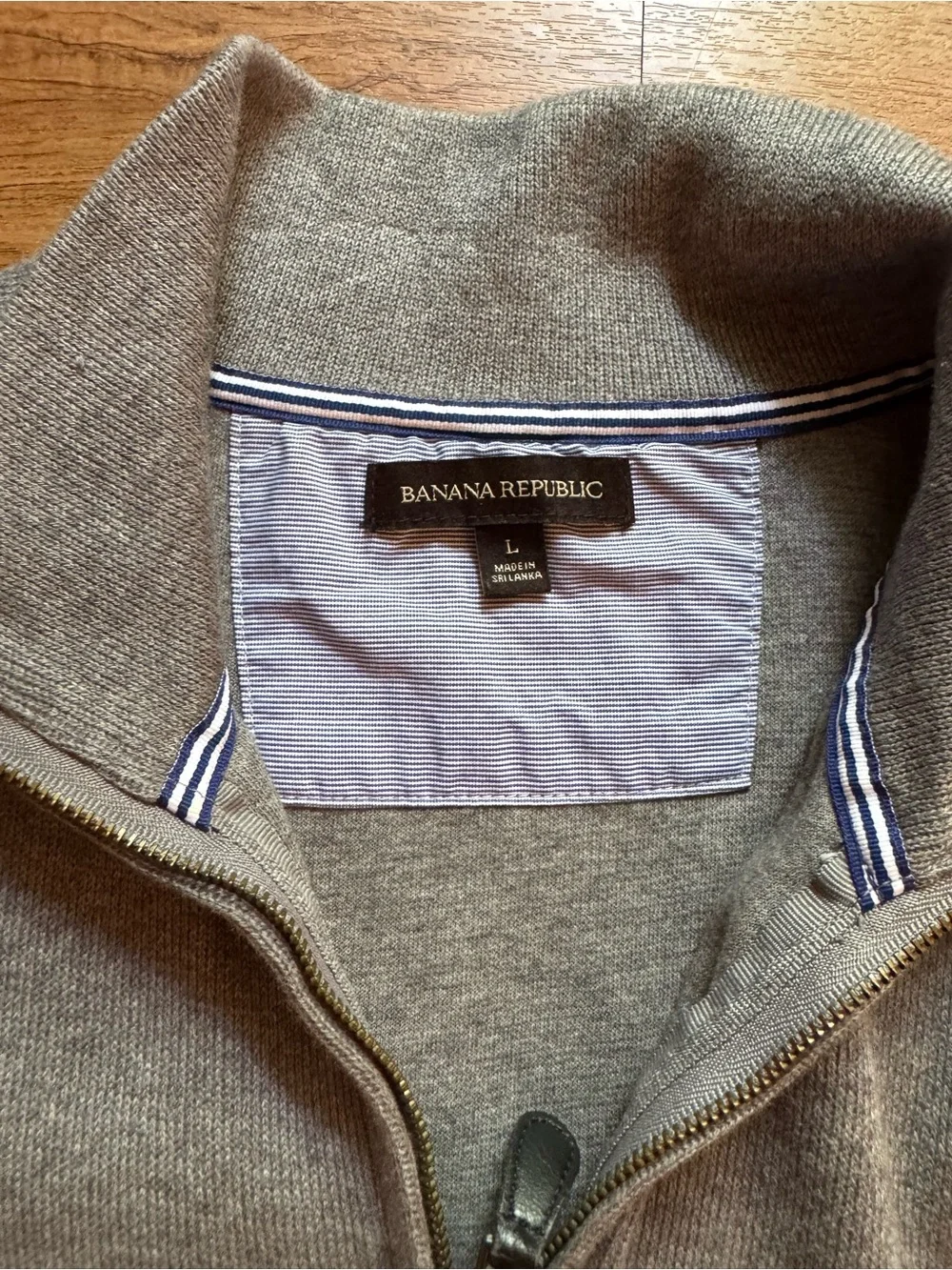 Banana Republic Men's Zip-Neck Cotton Sweater - Light Gray